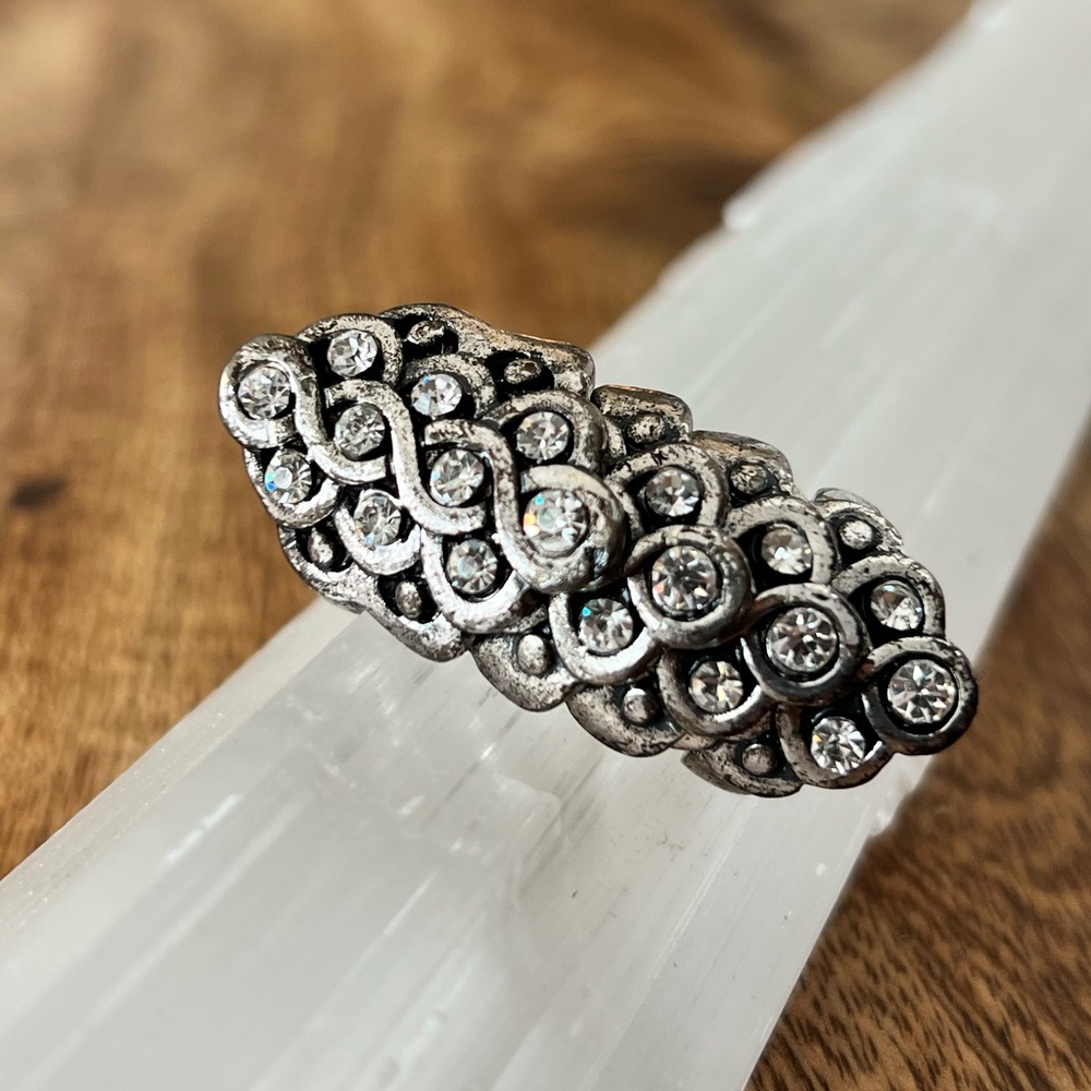 Silver Statement Ring With Crystals - image 3
